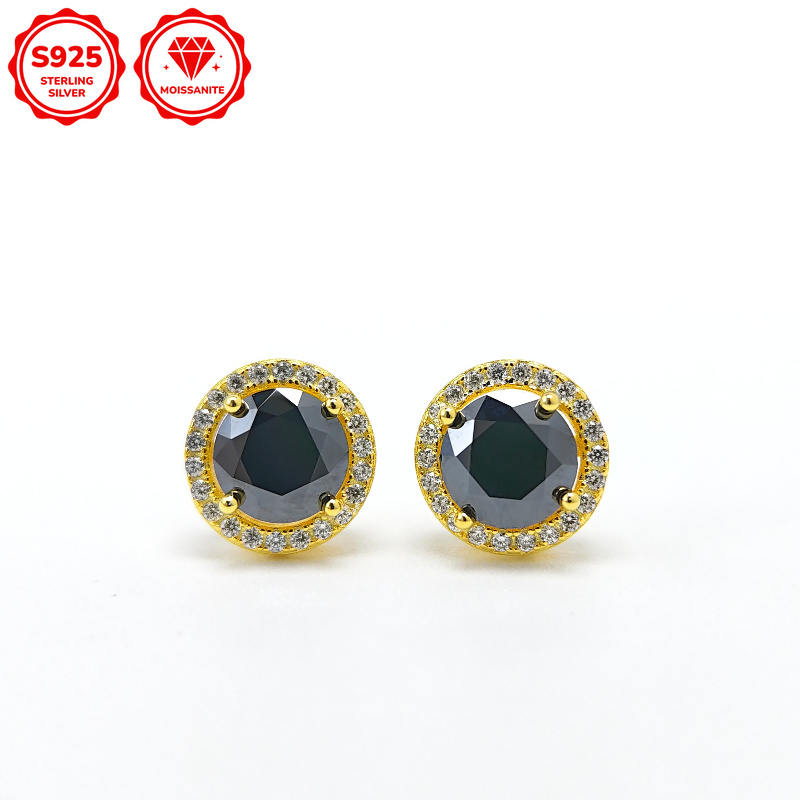 Women's 0.5/1/2/3 Carat Charming Black Moissanite Stud Earrings